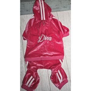 DIVA FanDog Size MED Dog Track Suit Hot Pink Velour NWT Retro Striped Style NEW